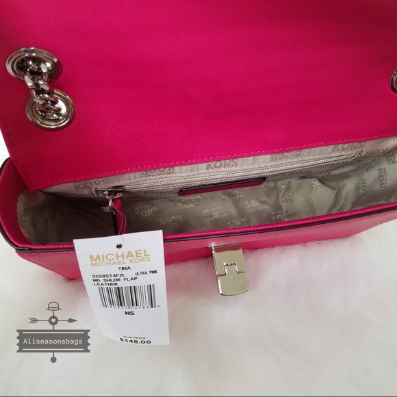 Michael Kors Mk Tina Medium Shoulder Flap Tote Bag - Picture 4 of 6